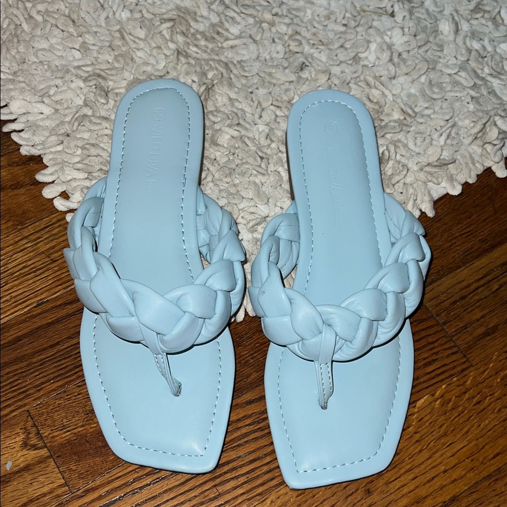 Fashion Nova Braided Sandals - Sky Blue